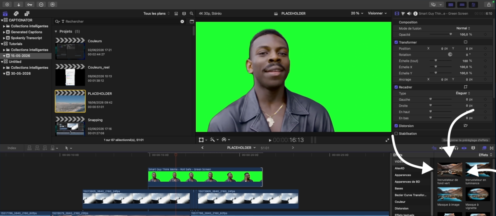 Effet fond vert dans Final Cut Pro